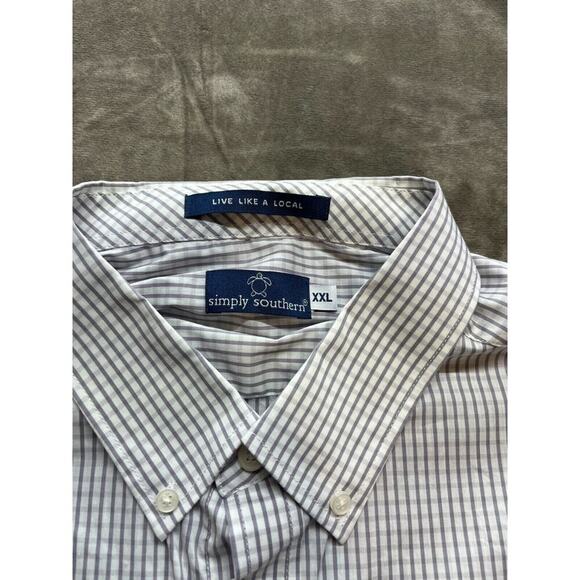 Simply Southern Shirt MENS 2XL XXL Long Sleeve Button Down gray/White‎ - Picture 4 of 6